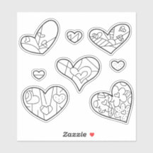 Stickers Coeur Doodles Coupé Sur Mesure Vinyl Colo