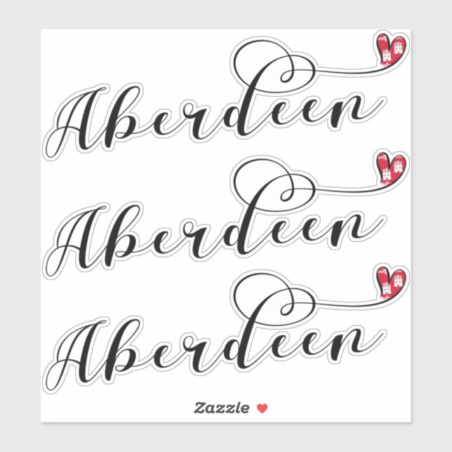 Stickers Coeur Drapeau Aberdeen, Aberdonien (Feuille)