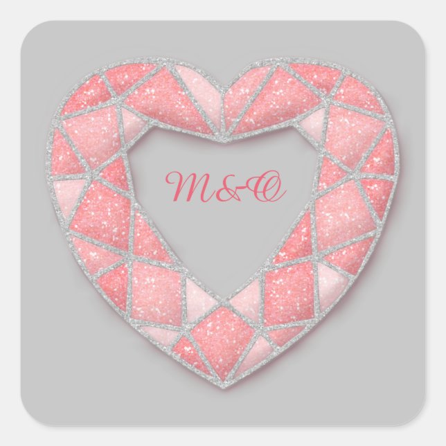 stickers coeur en diamant rose (Devant)