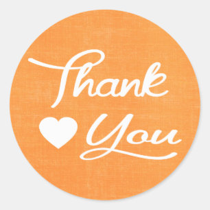Stickers Coeur en Merci orange / Sceau