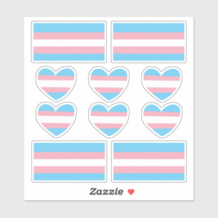 Stickers Coeur et Drapeau Transgenre Pride