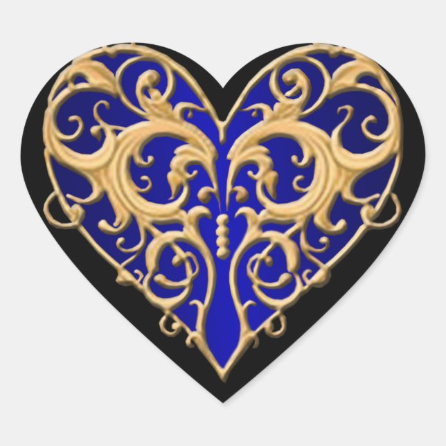 Stickers Coeur Filigree Bleu (Devant)