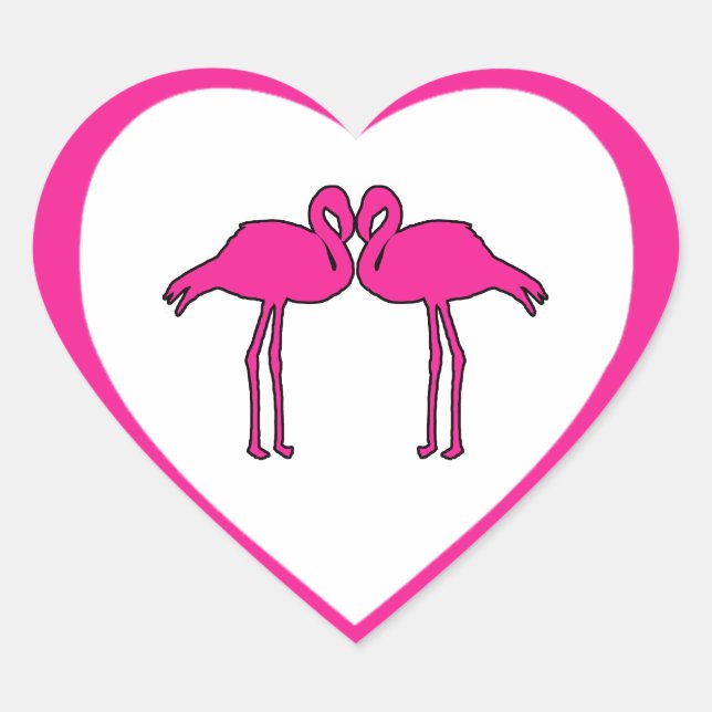 Stickers Coeur Flamants roses roses (Devant)