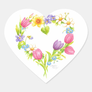 Stickers Coeur Fleurs de ressort