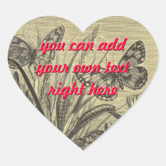 Stickers Coeur Illustration Papillon vintage