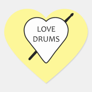 Stickers Coeur Love Drums (pack de 20)