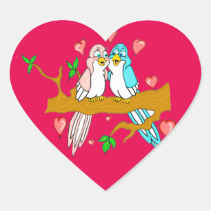 Stickers Coeur Lovebirds