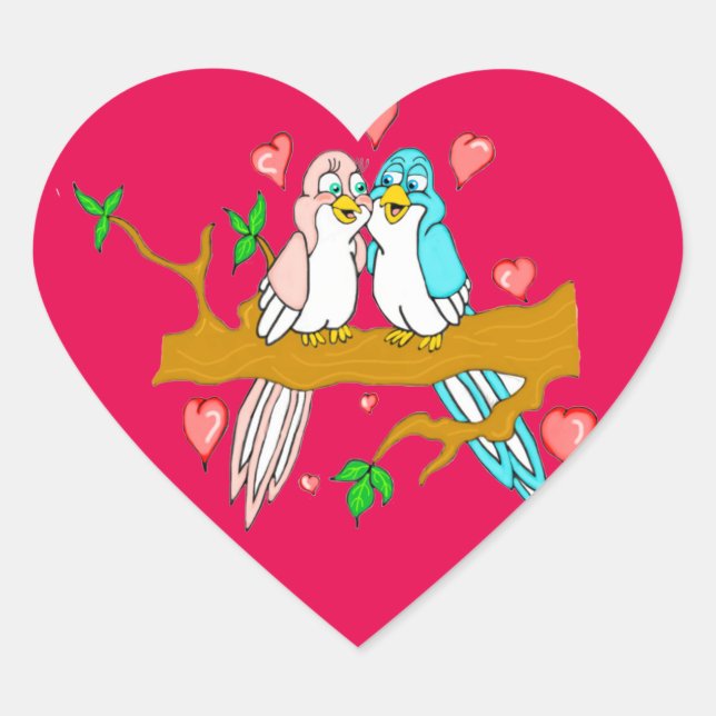 Stickers Coeur Lovebirds (Devant)