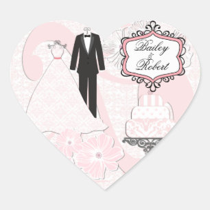 Stickers Coeur Mariage Attire customisé