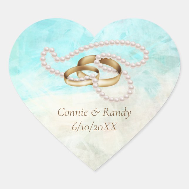 Stickers Coeur Mariage Tropical (Devant)