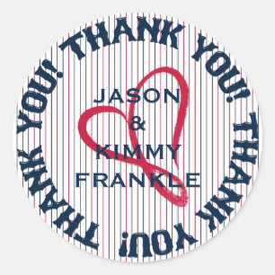 Stickers Coeur Merci 1-Rond-Enveloppe