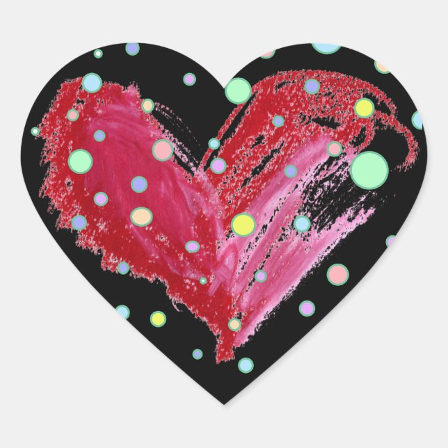 Stickers Coeur mignon Pois noir (Devant)