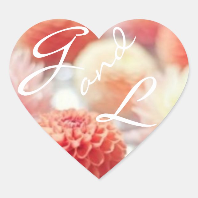 Stickers Coeur Monoagram Fleur de Corail (Devant)