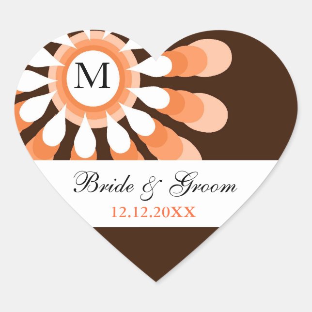Stickers Coeur Monogram Mariage tendance (Devant)