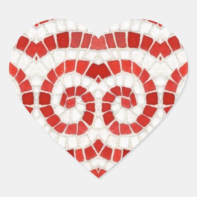 Stickers Coeur MOSAÏQUE ROUGE (Devant)