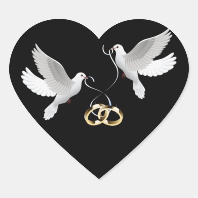 Stickers Coeur Noir Doves mariages (Devant)