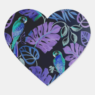Stickers Coeur Paradise Parrot Tropical