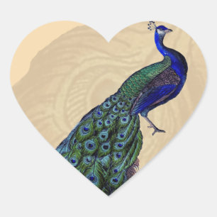 Stickers Coeur Peacock vintage