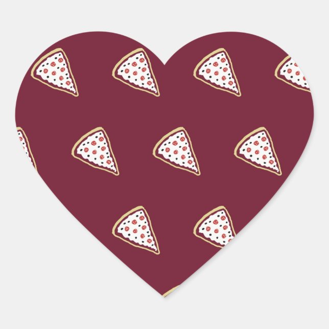 Stickers Coeur Pizza Slices (Rouge Tomate) (Devant)