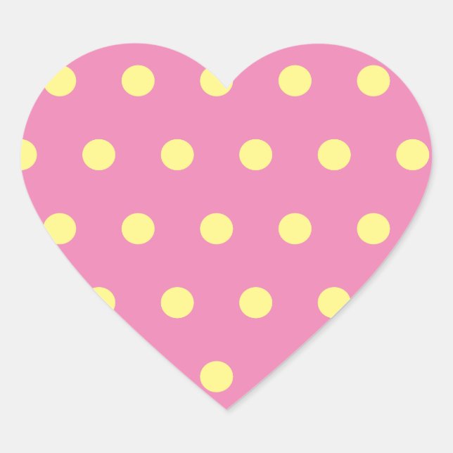 Stickers Coeur Pointe Polka (rose et jaune tendre) (Devant)