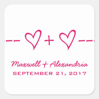 Stickers Coeur rose équation Mariage