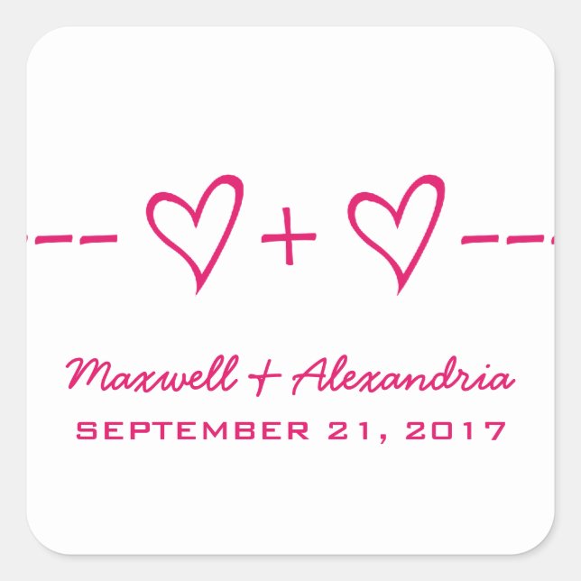 Stickers Coeur rose équation Mariage (Devant)