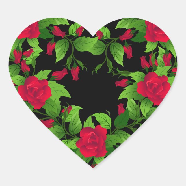 Stickers Coeur-Roses Rouges (Devant)
