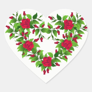Stickers Coeur-Roses Rouges