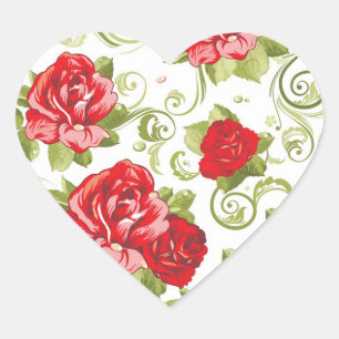 Stickers Coeur Roses Rouges