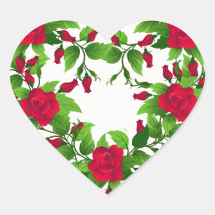 Stickers Coeur-Roses Rouges