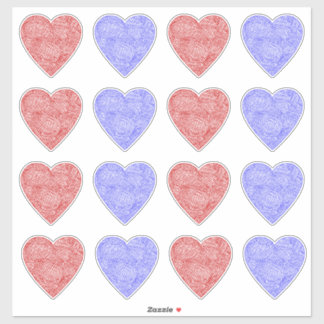 Stickers Coeur rouge et bleu