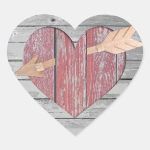 Stickers Coeur Rustique Rouge