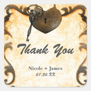 Stickers Coeur Verrouillage & Clé Vintage Mariage