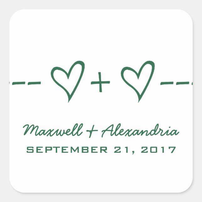 Stickers Coeur Vert Équation Mariage (Devant)