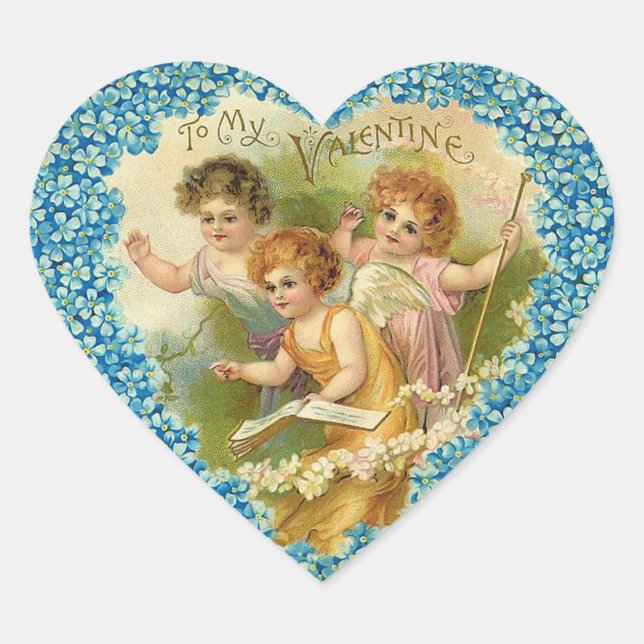 Stickers Coeur vintage Valentine Cherub (Devant)