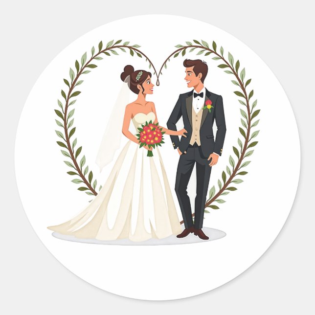 Stickers Coeurs d'amour du jour de mariage (Devant)