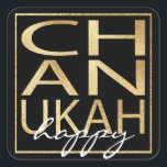 Stickers Colorely Chanukah Carré or<br><div class="desc">Stickers "Chanukah Happy/Gold" Carré. Amusez-vous à utiliser ces autocollants comme toppers de gâteau, étiquettes cadeaux, fermeture de sacs de faveur, ou tout ce qui touche vos festivités! Vous pouvez modifier la couleur Arrière - plan en sélectionnant une couleur différente des nuances de couleurs. Personnalisez en supprimant du texte, "happy" et...</div>