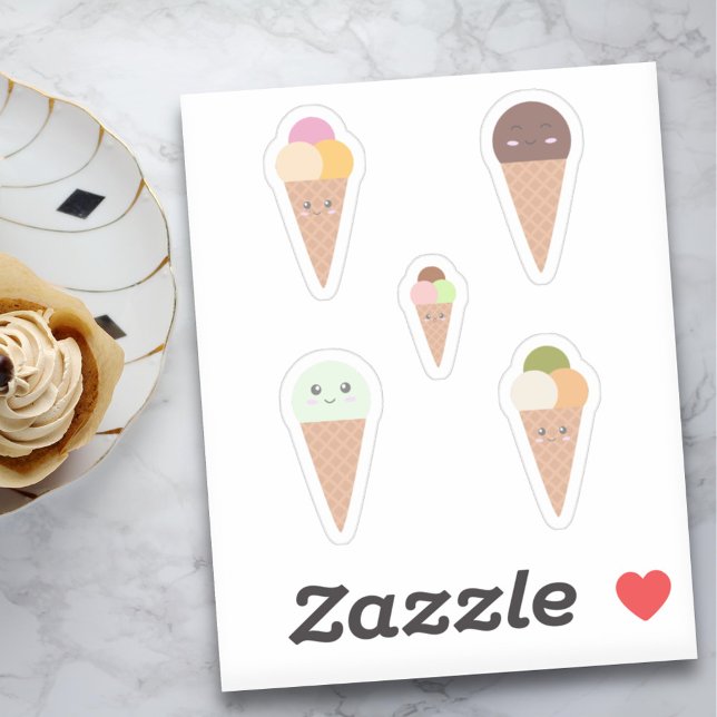 Stickers Cone à la crème glacée mignonne (Cute Ice Cream Cone Stickers Set)