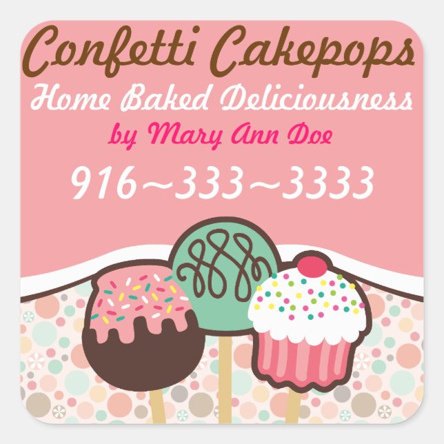 Stickers Confetti Cake Pops Étiquettes (Devant)