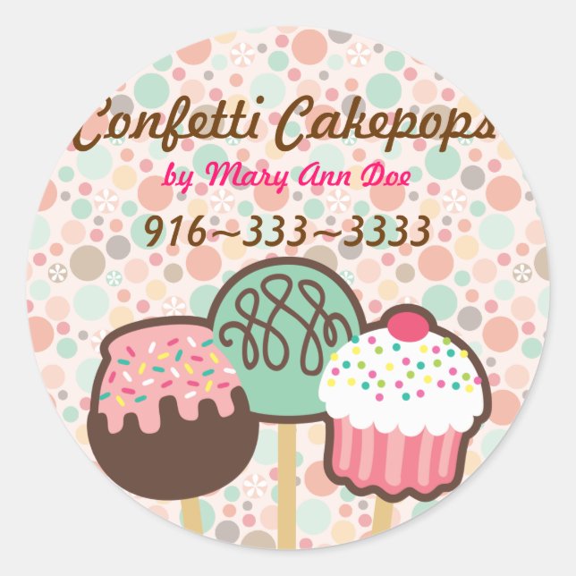 Stickers Confetti Cake Pops Étiquettes (Devant)
