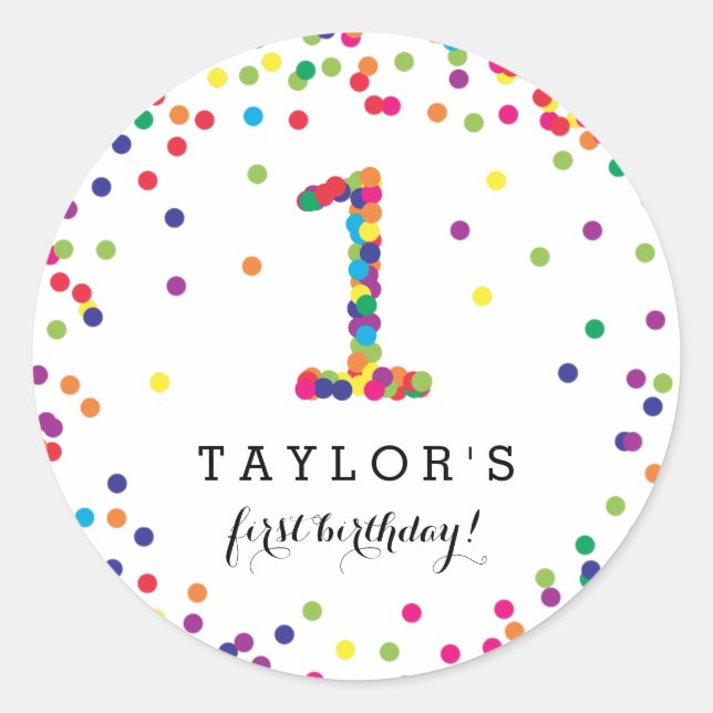 Stickers Confetti coloré 1er Anniversaire (Devant)
