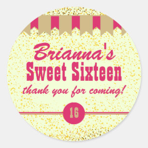 Stickers Confetti Doux Rose & Or 16 Parties