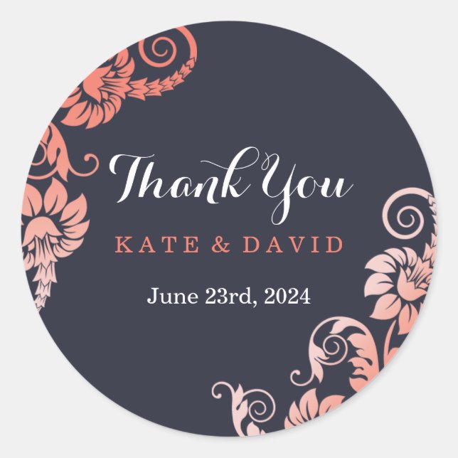Stickers corail et Merci bleu élégant (Devant)