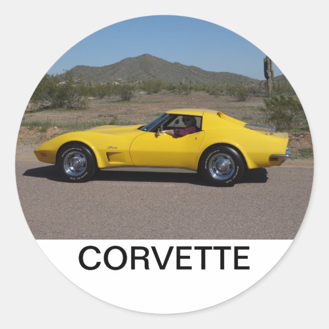 Stickers Corvette jaune 1973 (Devant)
