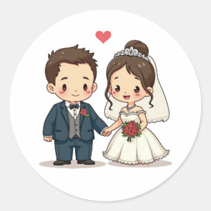 Stickers Couple Mariage Carton mignon
