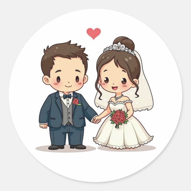 Stickers Couple Mariage Carton mignon (Devant)