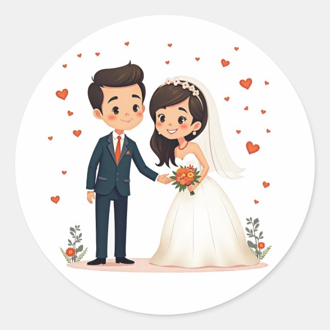 Stickers Couple Mariage mignon (Devant)
