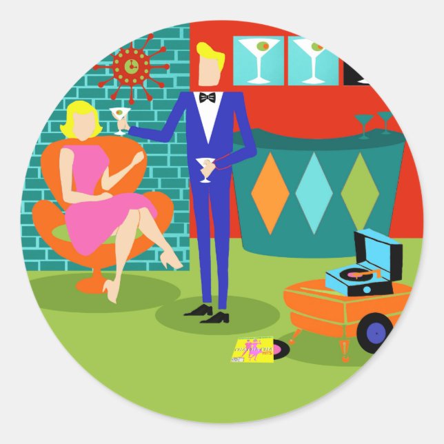 Stickers Couple Martini Retro (Devant)
