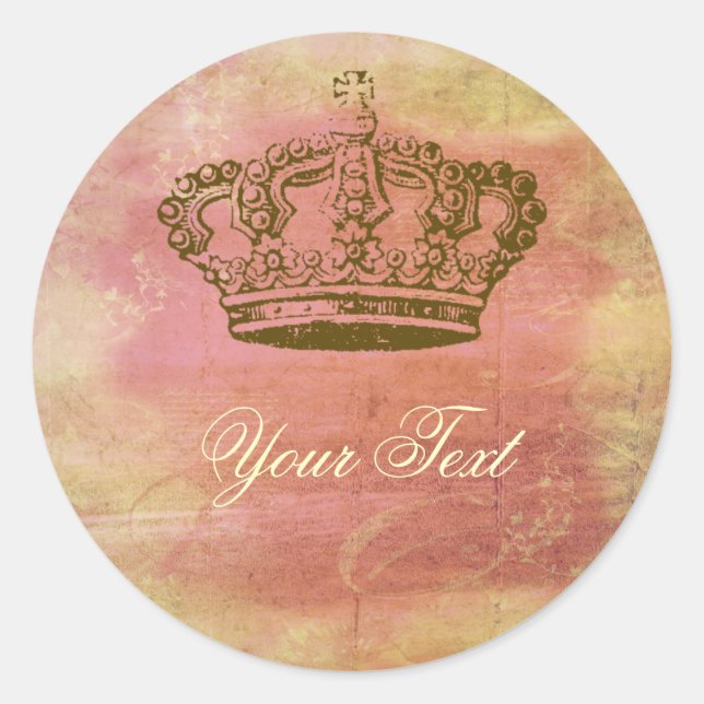 Stickers Couronne Étiquette rose et ivoire (Devant)