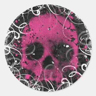 Stickers crâne rose et noir
